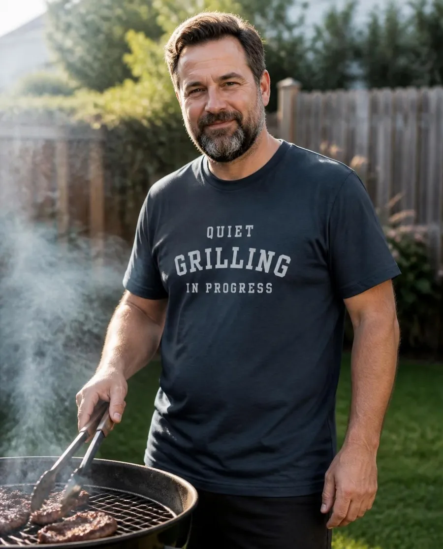 Quiet, Grilling in Progress tee