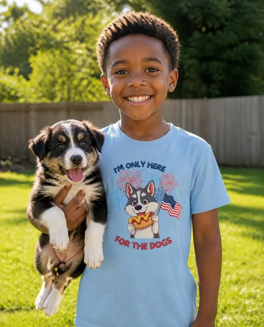 I'm Only Here for the Dogs kids tee