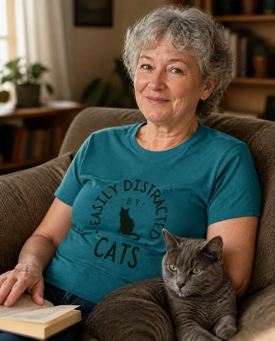 Easily Distracted by Cats women's relaxed tee