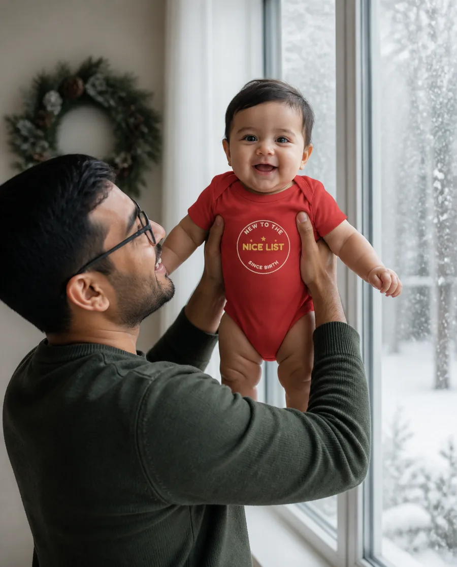 New to the Nice List baby bodysuit