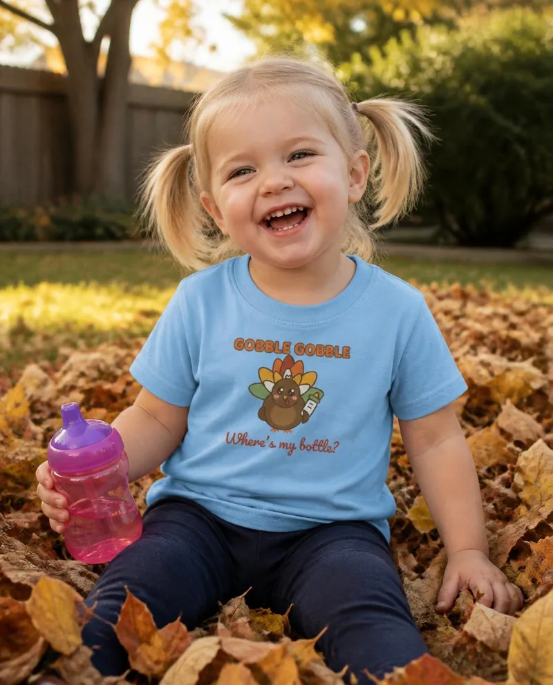 Gobble Gobble Where's My Bottle toddler tee