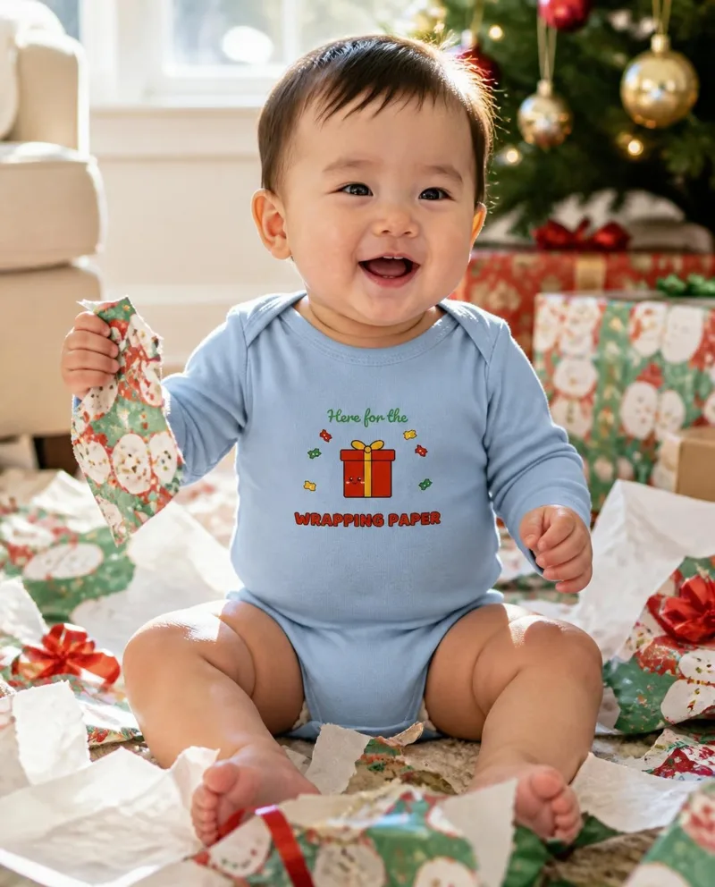 Here for the Wrapping Paper long sleeve bodysuit
