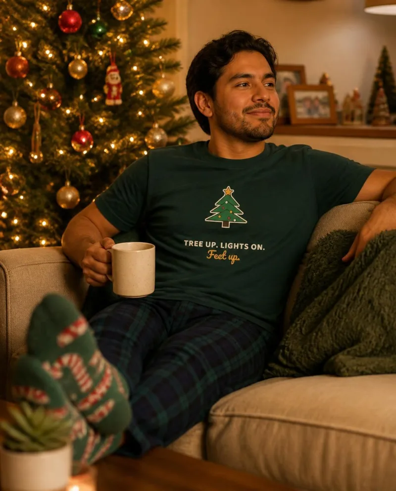 Tree Up, Lights On, Feet Up tee