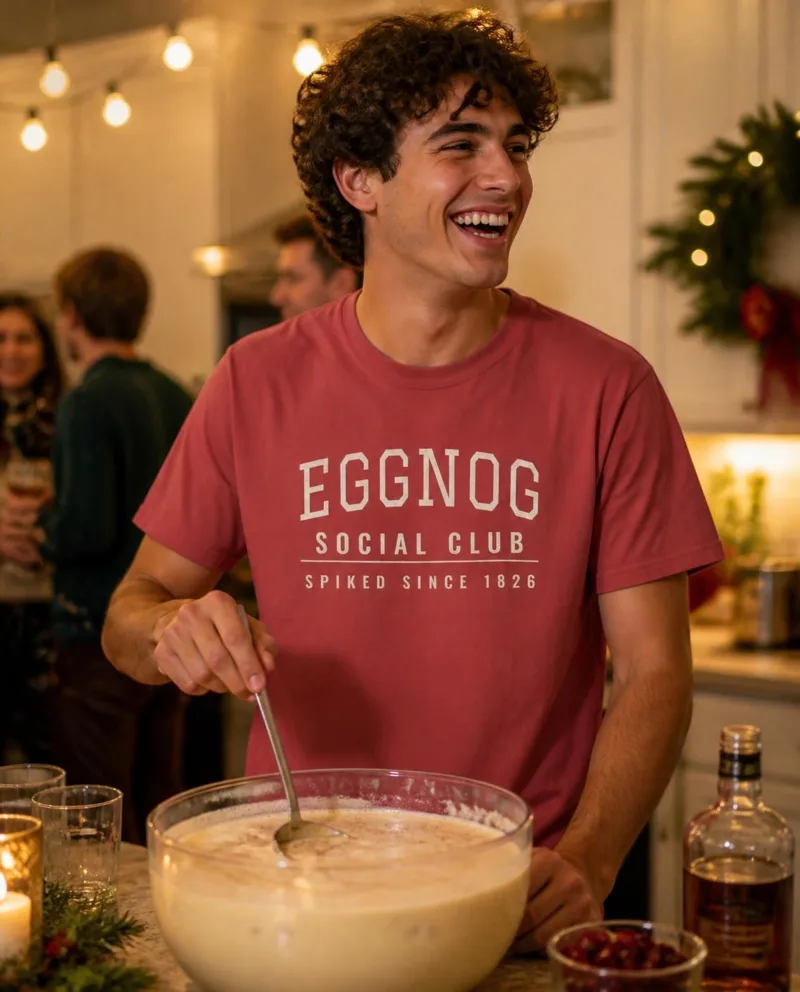 Eggnog Social Club comfort colors tee