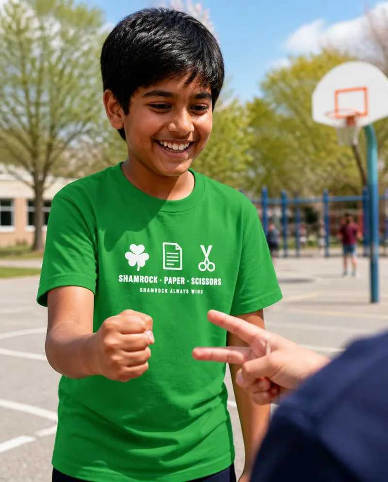 Shamrock Paper Scissors youth tee