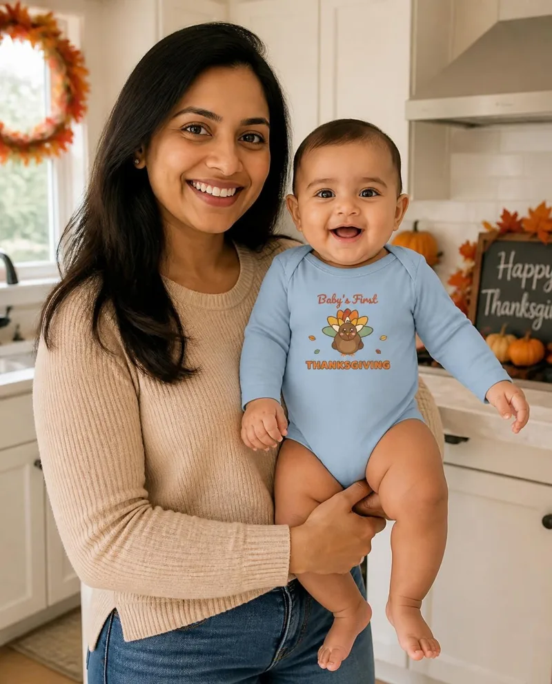 Baby's First Thanksgiving long sleeve bodysuit
