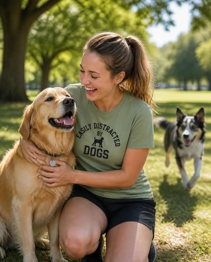 Easily Distracted by Dogs women's relaxed tee