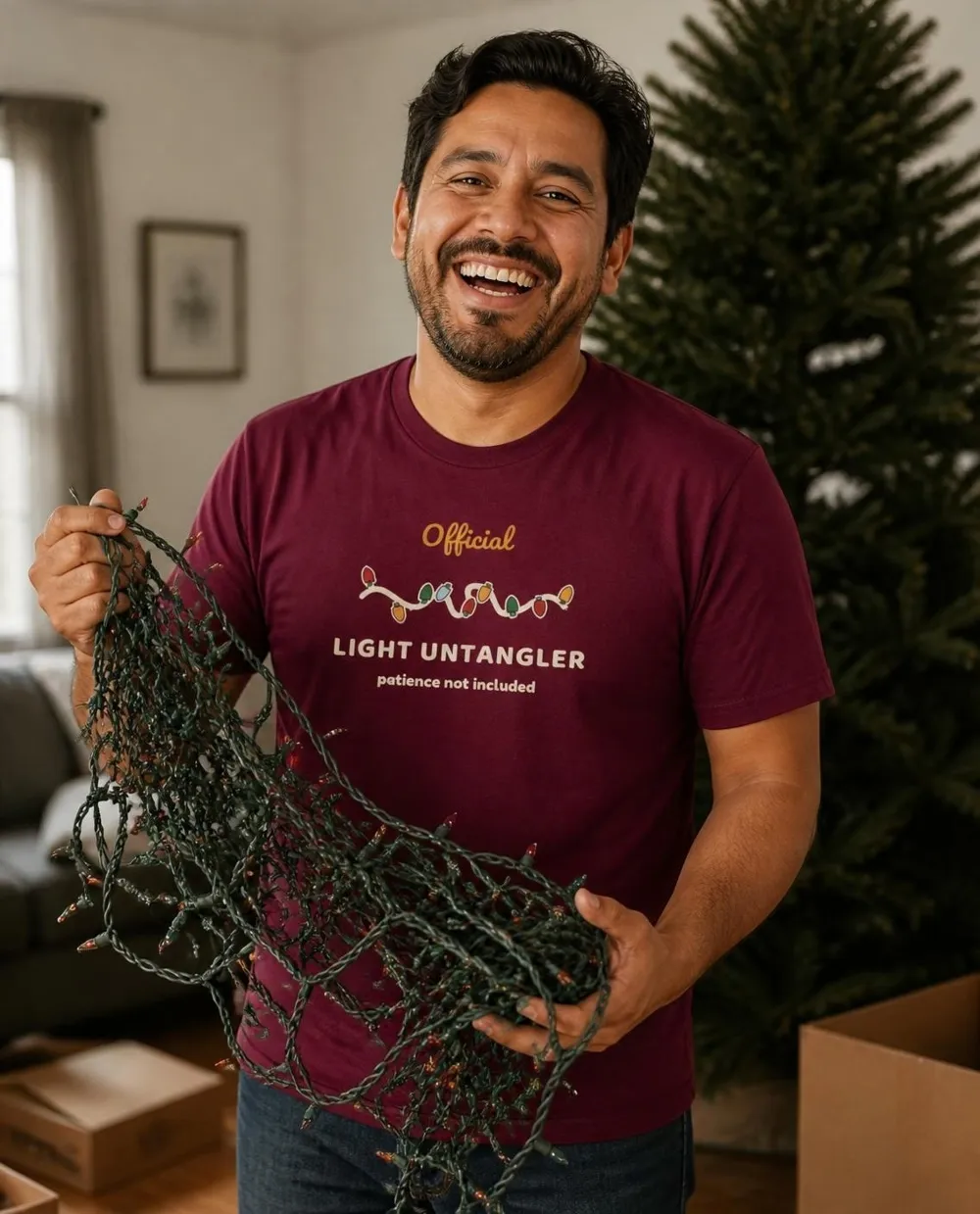 Christmas shirt being worn
